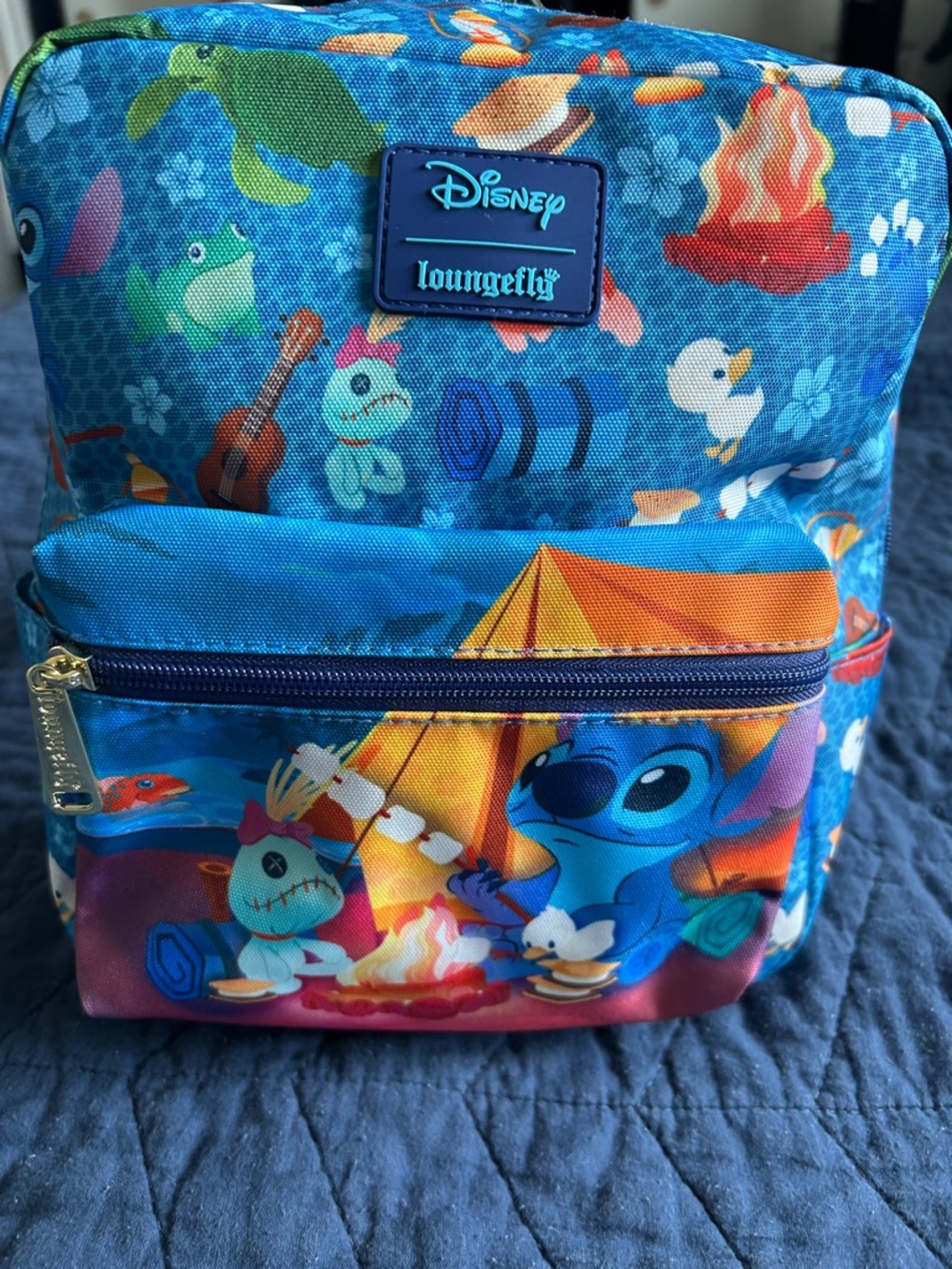 Loungefly Blue Stitch Camping Mini Backpack
